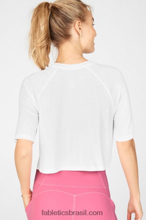 Fabletics branco 420HR2091 camiseta raglan manga curta loveday mulheres