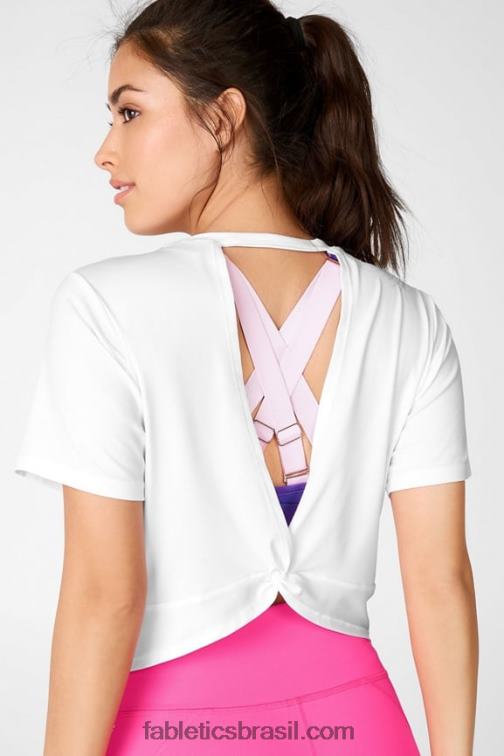 Fabletics branco 420HR2102 camiseta pia powertouch light twist back mulheres