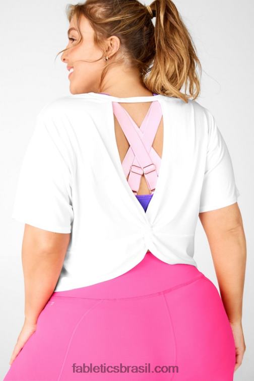 Fabletics branco 420HR2103 camiseta pia powertouch light twist back mulheres
