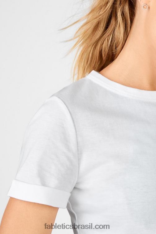 Fabletics branco 420HR2107 camiseta ajustada 100% algodão mulheres