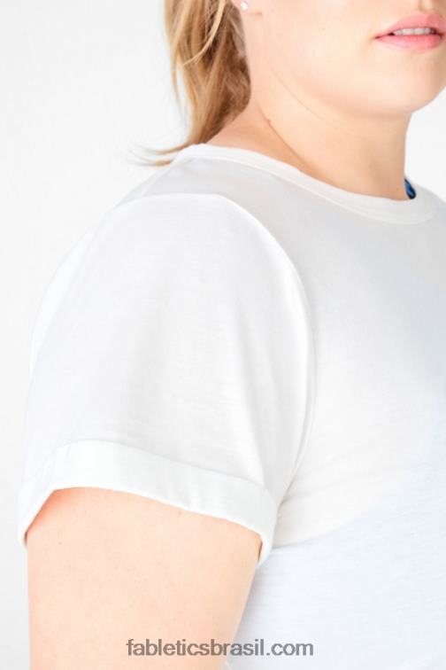 Fabletics branco 420HR2108 camiseta ajustada 100% algodão mulheres