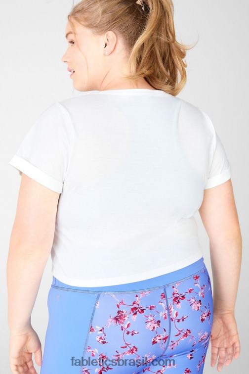 Fabletics branco 420HR2108 camiseta ajustada 100% algodão mulheres