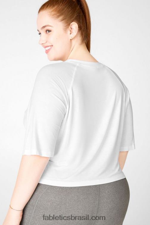 Fabletics branco 420HR2113 camiseta raglan manga curta loveday mulheres