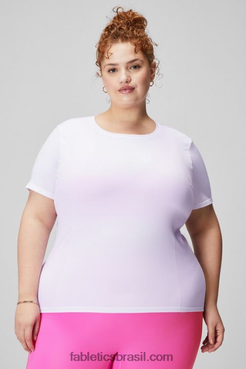 Fabletics branco clássico 420HR1951 top de manga curta tecnologia de penas mulheres
