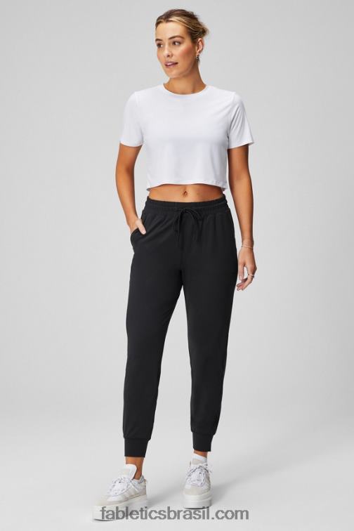 Fabletics branco clássico 420HR1967 camiseta de manga curta cortada dry-flex mulheres