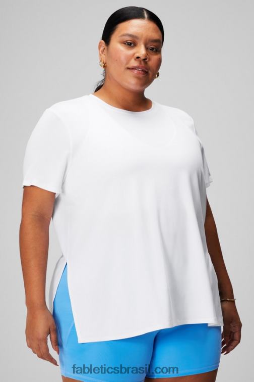 Fabletics branco clássico 420HR1973 túnica manga curta dry-flex mulheres