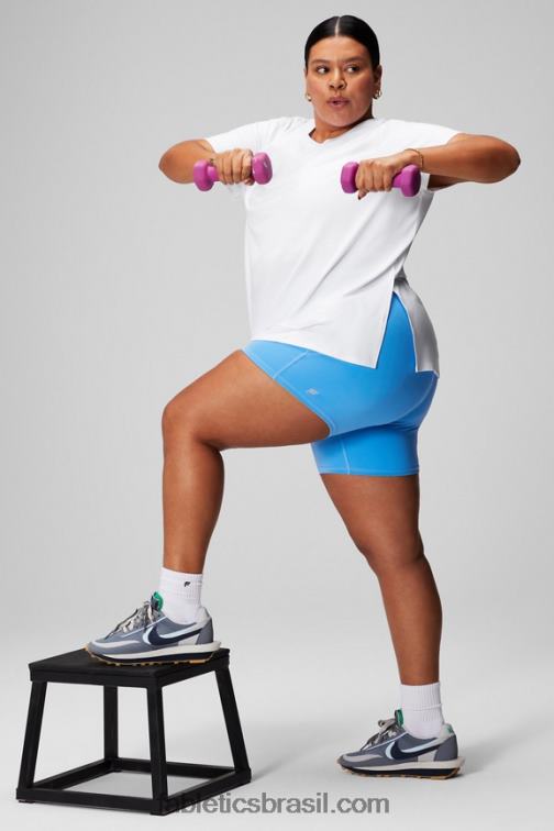 Fabletics branco clássico 420HR1973 túnica manga curta dry-flex mulheres