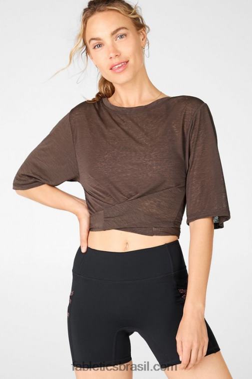 Fabletics cacau 420HR2061 camiseta ryan manga curta amarrada mulheres