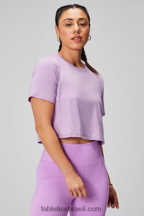 Fabletics caverna de cristal urze 420HR1968 camiseta de manga curta cortada dry-flex mulheres