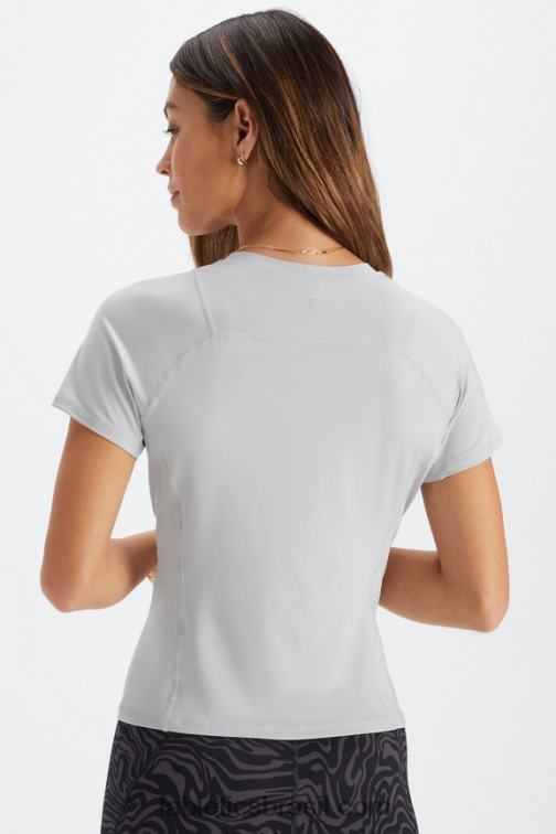 Fabletics cinza mineral 420HR1976 phoenix lite blusa de manga curta mulheres
