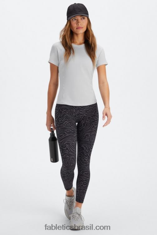 Fabletics cinza mineral 420HR1976 phoenix lite blusa de manga curta mulheres