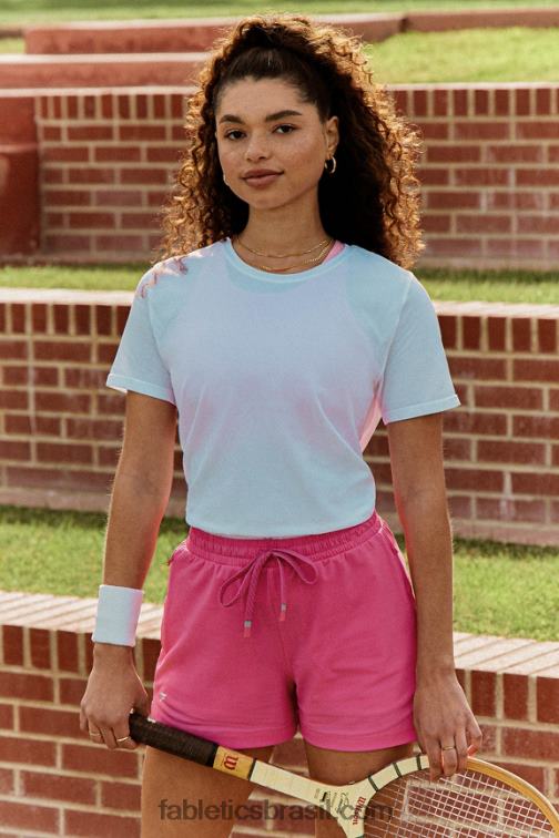 Fabletics clássico branco/cinza mineral 420HR1991 T-shirt em jersey 100% algodão mulheres