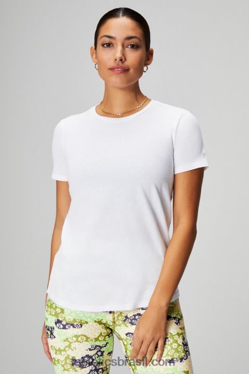 Fabletics clássico branco/cinza mineral 420HR1991 T-shirt em jersey 100% algodão mulheres