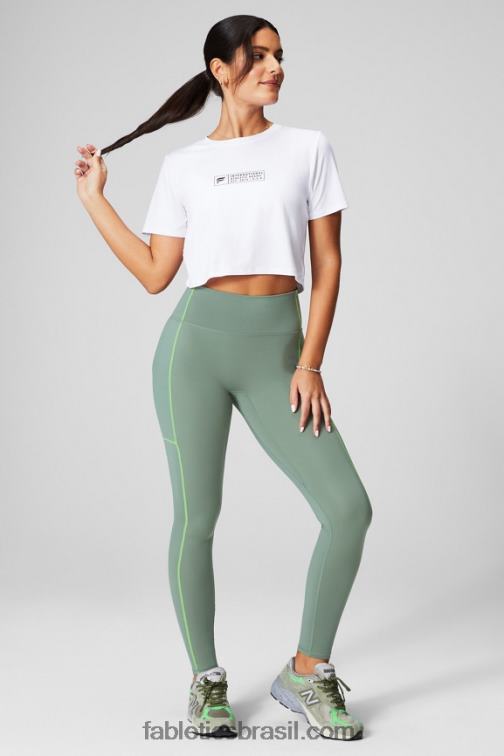 Fabletics clássico branco/preto 420HR1952 camiseta de manga curta ultracropped dry-flex mulheres