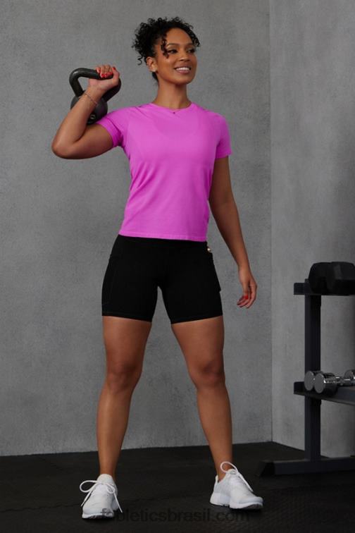 Fabletics fuga rosa 420HR1947 top de manga curta tecnologia de penas mulheres