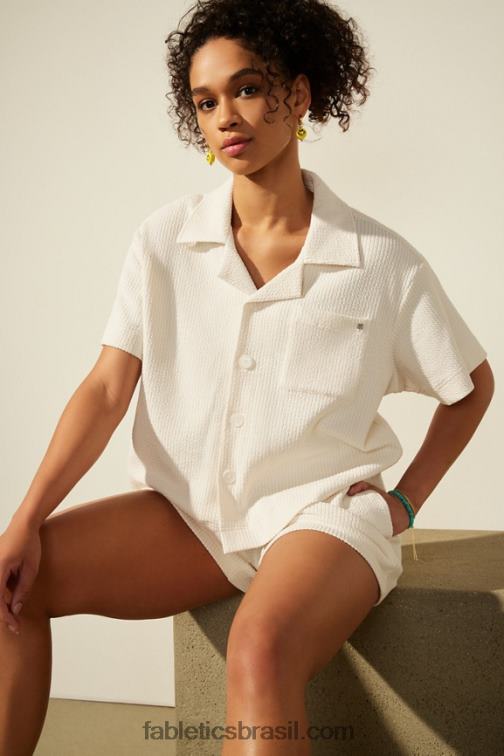 Fabletics garça 420HR2024 botão quadrado de tricô enrugado para baixo mulheres