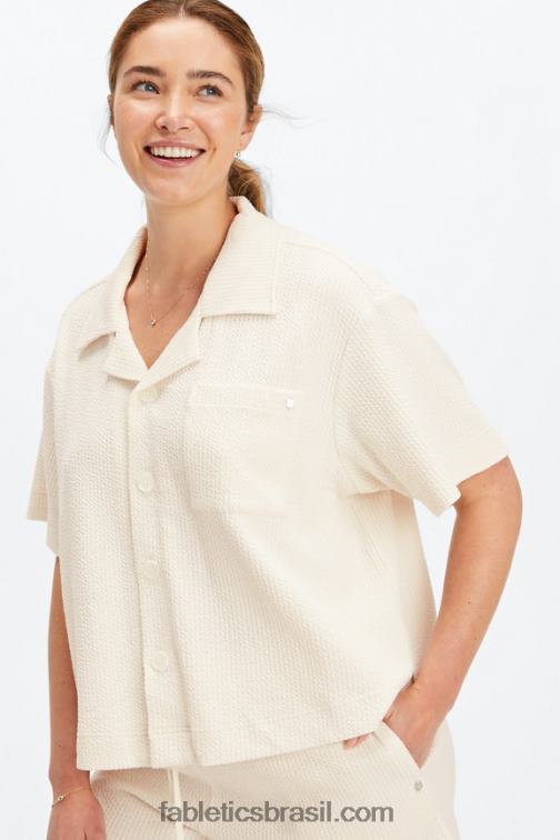 Fabletics garça 420HR2024 botão quadrado de tricô enrugado para baixo mulheres
