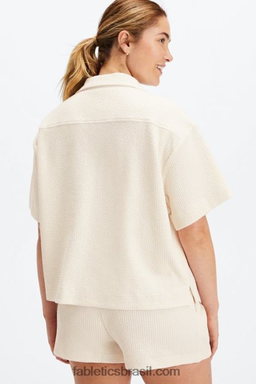Fabletics garça 420HR2024 botão quadrado de tricô enrugado para baixo mulheres