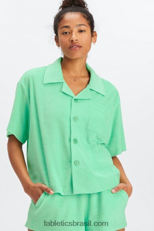 Fabletics água tropical 420HR2038 ilha terry botão quadrado para cima mulheres