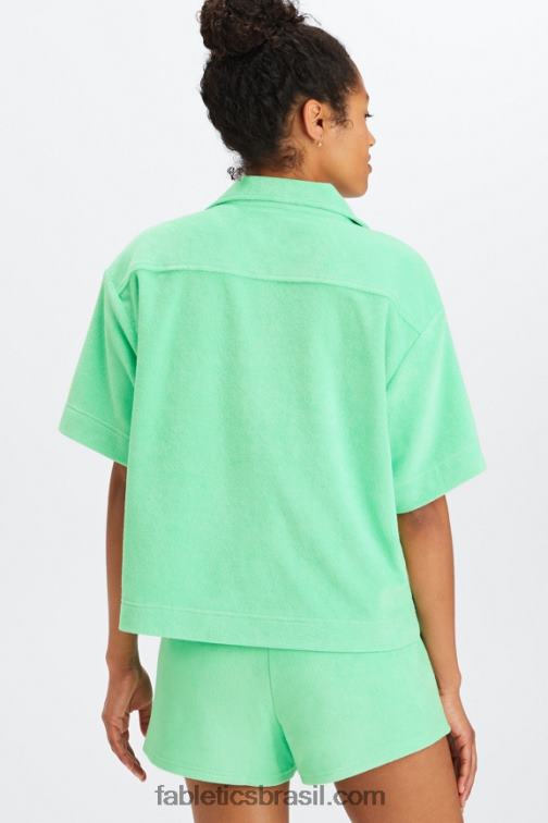 Fabletics água tropical 420HR2038 ilha terry botão quadrado para cima mulheres