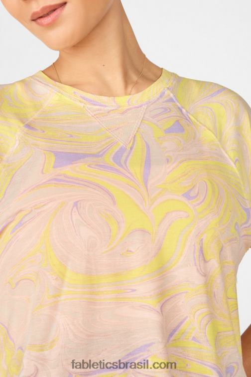 Fabletics mármore 420HR2092 camiseta raglan manga curta loveday mulheres