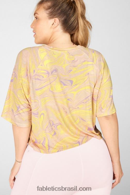 Fabletics mármore 420HR2093 camiseta raglan manga curta loveday mulheres