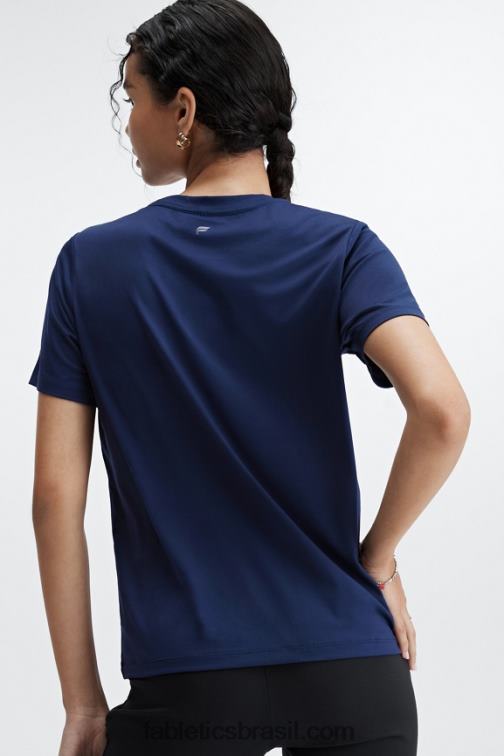 Fabletics marinha profunda 420HR2014 tee flexível seco mulheres