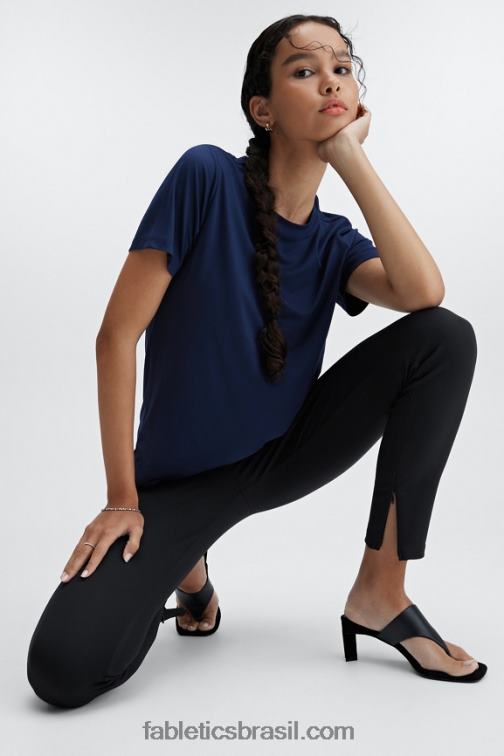 Fabletics marinha profunda 420HR2014 tee flexível seco mulheres