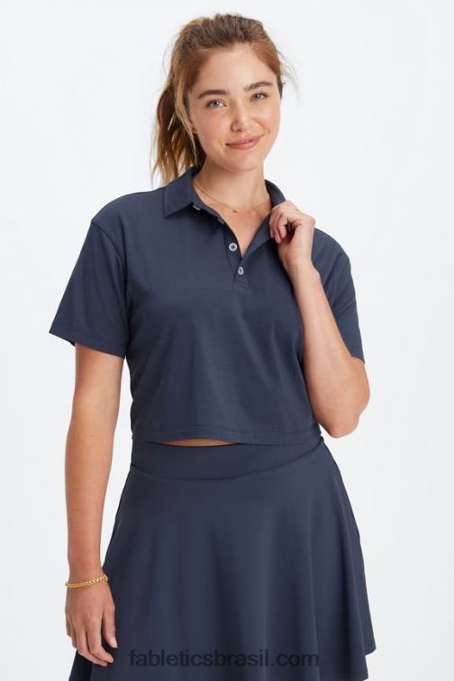 Fabletics marinho clássico 420HR2002 polo de manga curta boxy mulheres