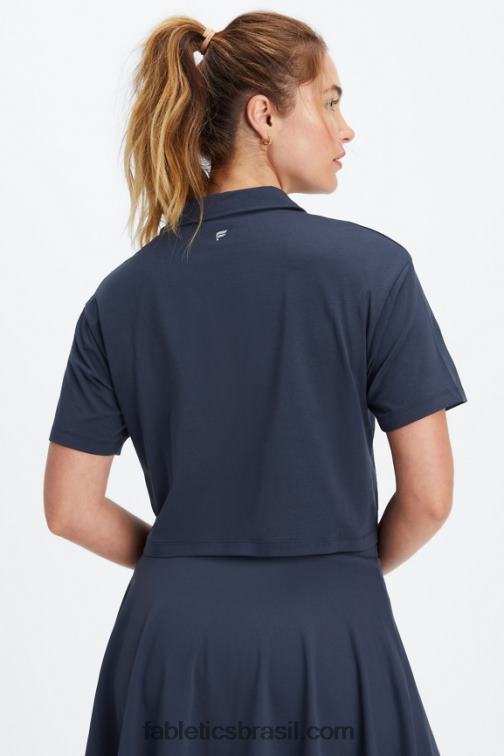 Fabletics marinho clássico 420HR2002 polo de manga curta boxy mulheres