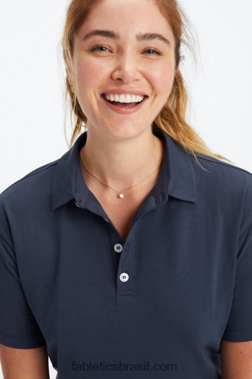Fabletics marinho clássico 420HR2002 polo de manga curta boxy mulheres