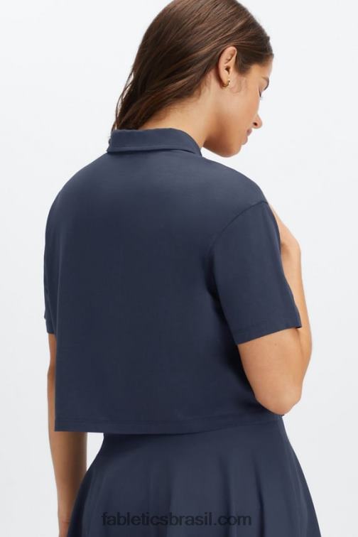 Fabletics marinho clássico 420HR2005 polo de manga curta boxy de tênis universal mulheres