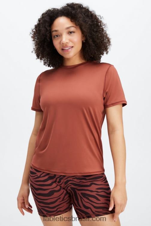 Fabletics mogno/mogno 420HR1979 phoenix lite blusa de manga curta mulheres