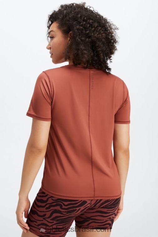 Fabletics mogno/mogno 420HR1979 phoenix lite blusa de manga curta mulheres