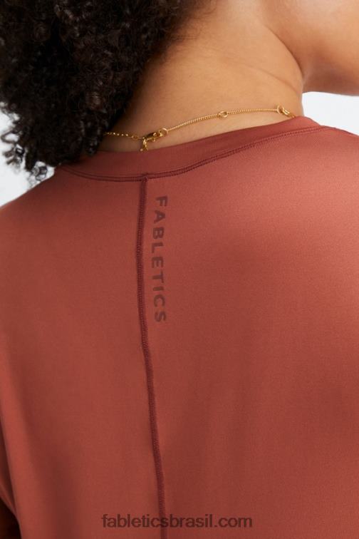 Fabletics mogno/mogno 420HR1979 phoenix lite blusa de manga curta mulheres