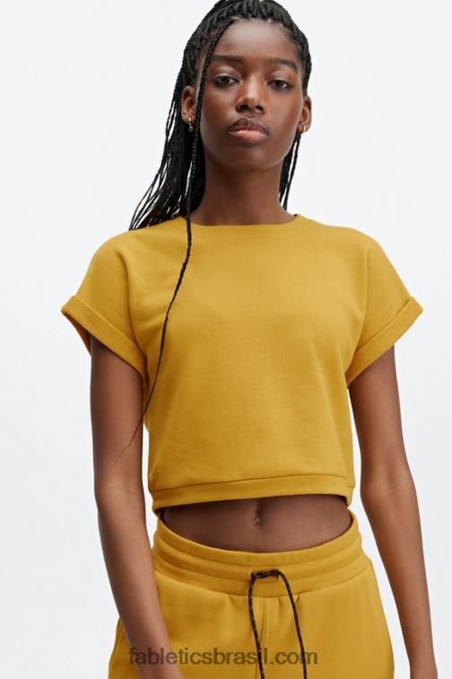 Fabletics mostarda 420HR2055 moletom manga curta cassie mulheres