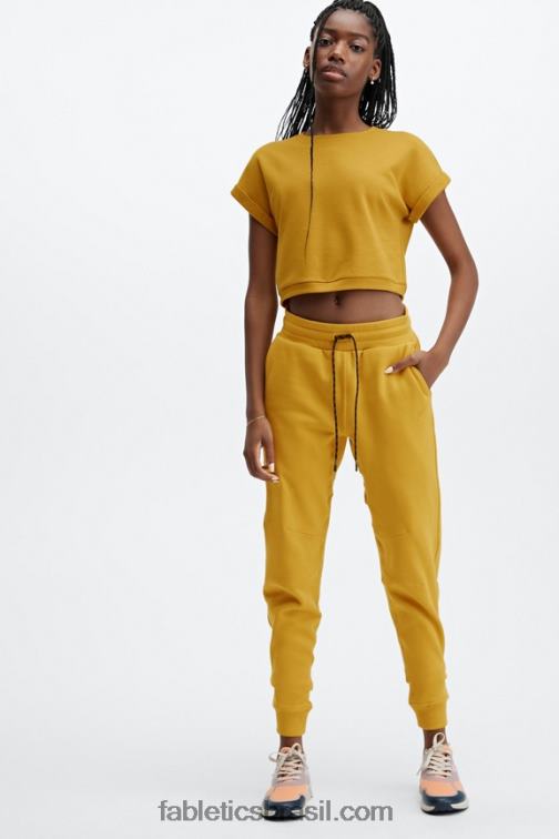 Fabletics mostarda 420HR2055 moletom manga curta cassie mulheres