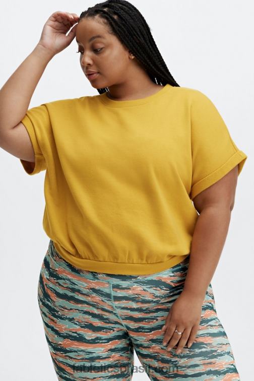 Fabletics mostarda 420HR2056 moletom manga curta cassie mulheres