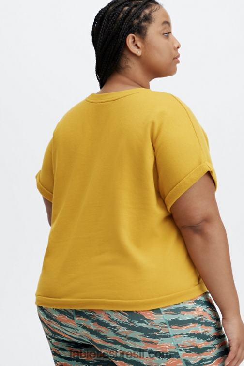 Fabletics mostarda 420HR2056 moletom manga curta cassie mulheres