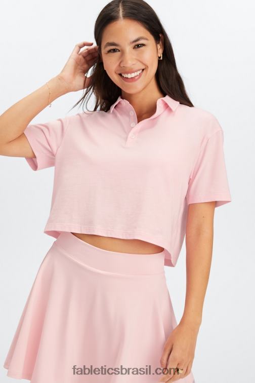 Fabletics orquídea rosa 420HR2006 polo de manga curta boxy mulheres
