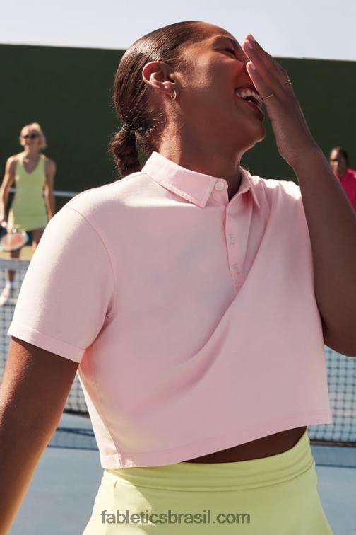 Fabletics orquídea rosa 420HR2006 polo de manga curta boxy mulheres