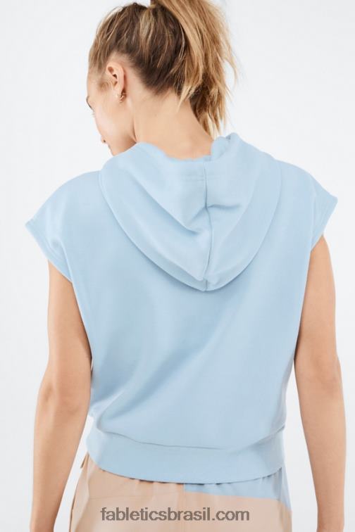 Fabletics pedra azul 420HR2081 angela moletom com capuz sem mangas mulheres