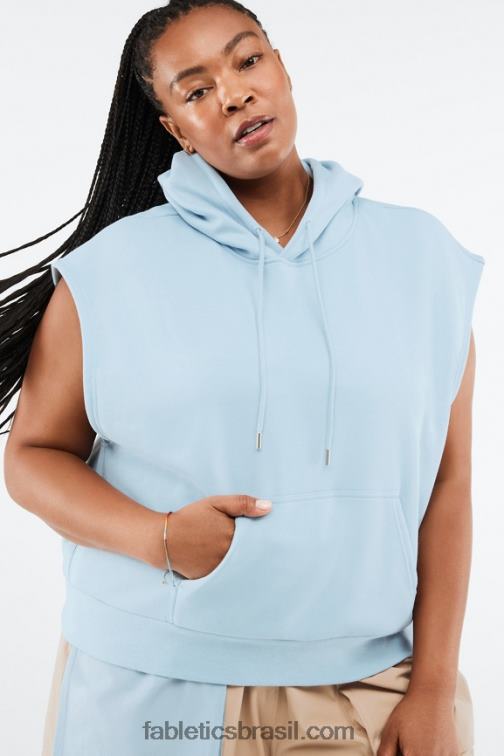 Fabletics pedra azul 420HR2082 angela moletom com capuz sem mangas mulheres