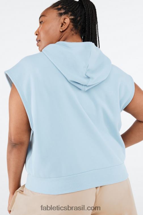 Fabletics pedra azul 420HR2082 angela moletom com capuz sem mangas mulheres