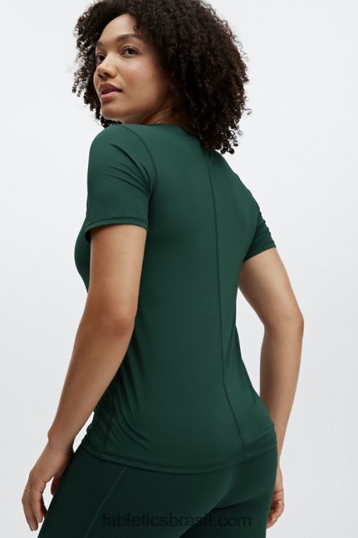 Fabletics pinheiro escuro 420HR1985 phoenix lite blusa de manga curta mulheres