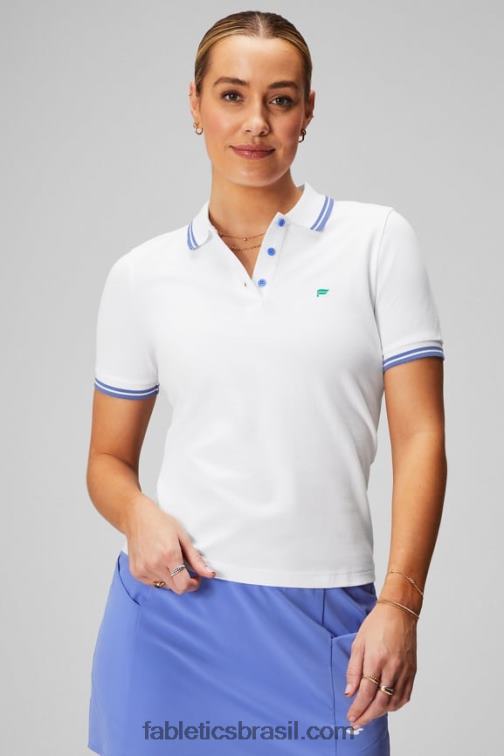 Fabletics ponche clássico branco/pervinca 420HR1964 polo clássico de manga curta em piquê mulheres