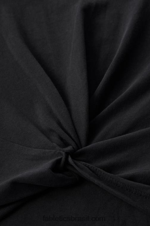Fabletics preto 420HR1944 camiseta 100% algodão twist knot mulheres