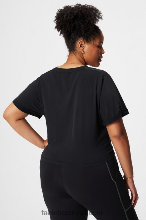 Fabletics preto 420HR1957 camiseta 100% algodão twist knot mulheres
