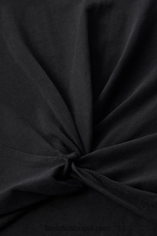 Fabletics preto 420HR1957 camiseta 100% algodão twist knot mulheres