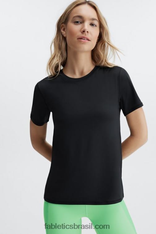 Fabletics preto 420HR1975 phoenix lite blusa de manga curta mulheres